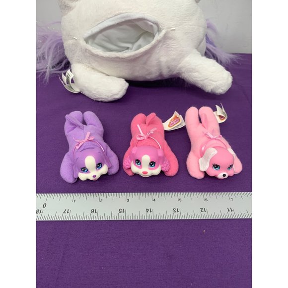 Puppy Surprise White Puppy Purple Accent Sparkly PS Pink Collar Bow Tail Three B - Picture 10 of 13